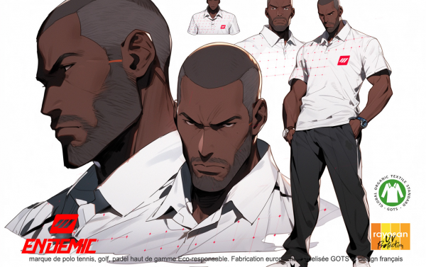 animW Polo Grid Serie Eco-Friendly Blanc