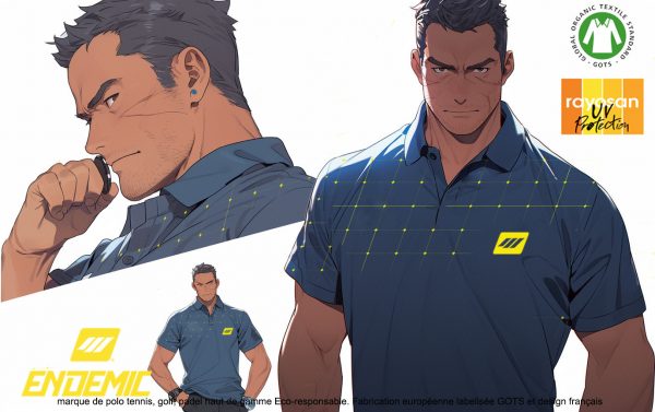 Polo Grid Serie Eco-Friendly Bleu