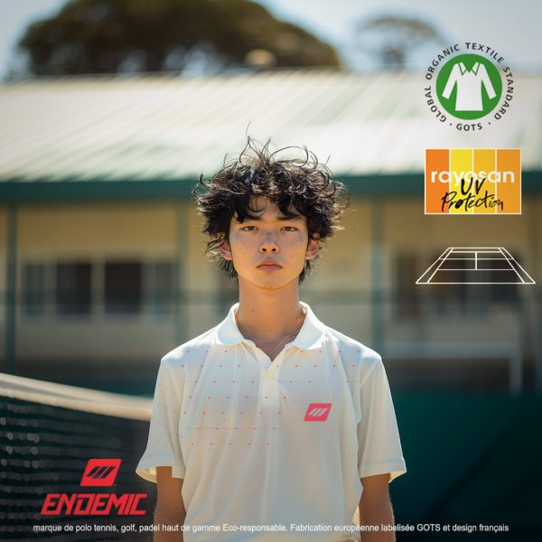 polos tennis eco Polo Grid Serie Eco-Friendly Blanc