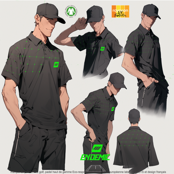 AnimNoir2 Polo Grid Serie Eco-Friendly Noir