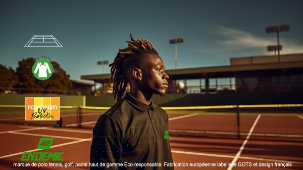 mode sportive durable Polo Grid Serie Eco-Friendly Noir